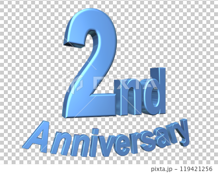 3DCG文字「2nd Anniversary/2周年」ブルー,青 119421256