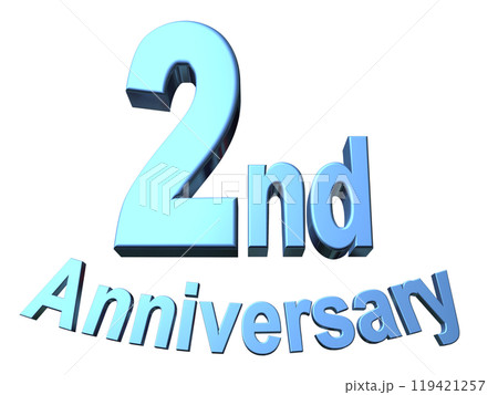 3DCG文字「2nd Anniversary/2周年」ブルー,青 119421257