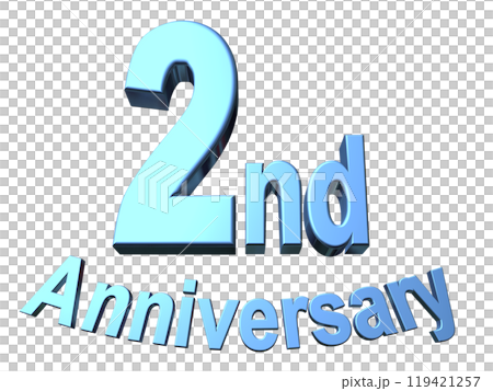 3DCG文字「2nd Anniversary/2周年」ブルー,青 119421257