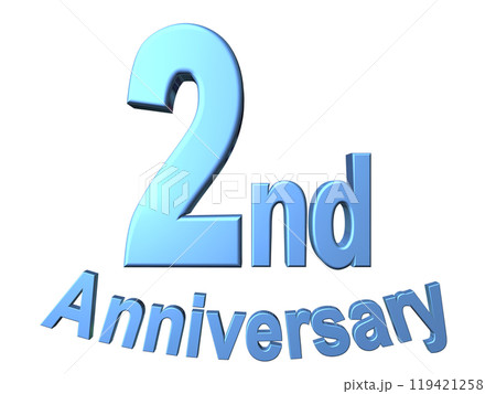 3DCG文字「2nd Anniversary/2周年」ブルー,青 119421258