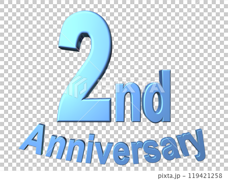 3DCG文字「2nd Anniversary/2周年」ブルー,青 119421258