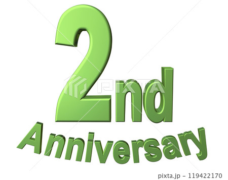 3DCG文字「2nd Anniversary/2周年」グリーン,緑 3DCG文字「2nd Anniversary/2周年」グリーン,緑 119422170
