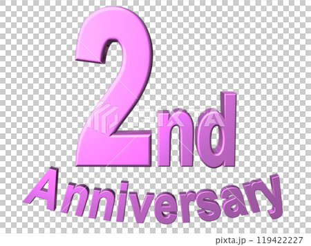 3DCG text "2nd Anniversary" in purple, pink 119422227