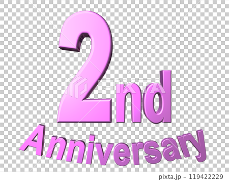 3DCG文字「2nd Anniversary/2周年」パープル,紫,ピンク 119422229