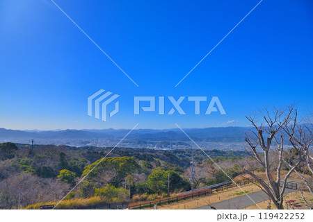 中部・日本平・日本平夢テラス・展望歩道から眺める静岡市内と南アルプス・静岡県静岡市(1) 119422252