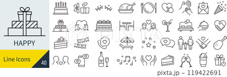 幸せに関するアイコンセット 幸せに関するアイコンセット 119422691