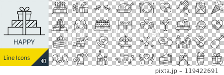 幸せに関するアイコンセット 幸せに関するアイコンセット 119422691