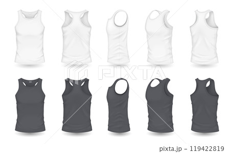 Men tank tops with mockup design realistic illustration set 119422819
