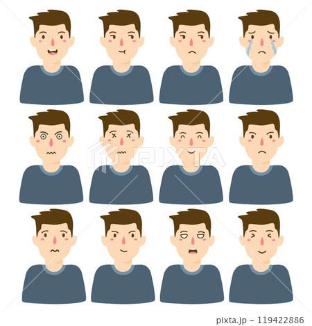 Man wear blue jeans shirt character set 119422886