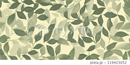 Seamless leaf pattern. Elegant grey green leaf background. Luxurious botanical texture Seamless leaf pattern. Elegant grey green leaf background. Luxurious botanical texture 119423052