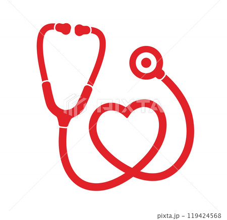 Heart Stethoscope simple flat style graphic icon symbol. Hospital doctor clinic logo. Healthcare sign. Vector illustration image. Isolated on white background. Heart Stethoscope simple flat style graphic icon symbol. Hospital doctor clinic logo. Healthcare sign. Vector illustration image. Isolated on white background. 119424568
