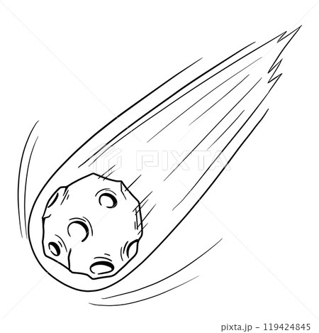 隕石の白黒イラスト 119424845