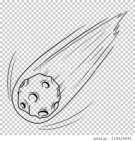 隕石の白黒イラスト 119424845