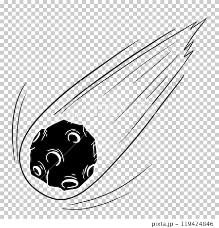 隕石の白黒シルエットイラスト 119424846