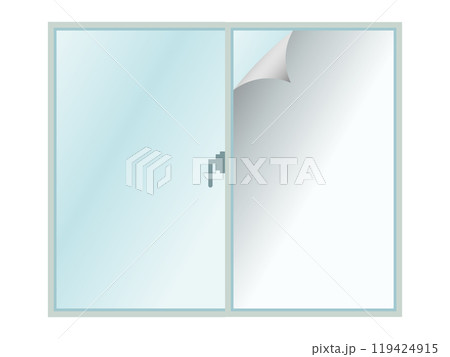 フィルム（防犯フィルムや遮熱フィルム、目隠しフィルムなど）を貼った窓のイラスト 119424915