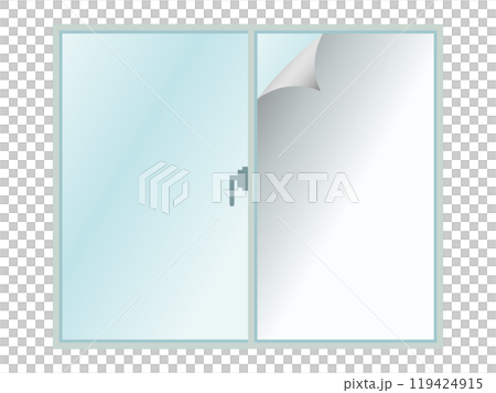 帶薄膜的窗戶插圖(安全膜、隔熱膜、眼罩膜等) 帶薄膜的窗戶插圖(安全膜、隔熱膜、眼罩膜等) 119424915