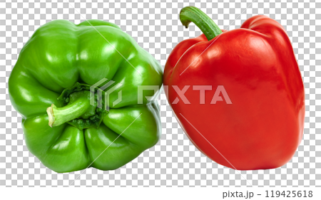red green sweet bell pepper isolated 119425618