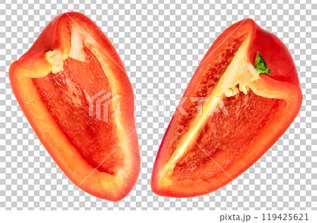 red chopped sweet bell pepper isolated 119425621