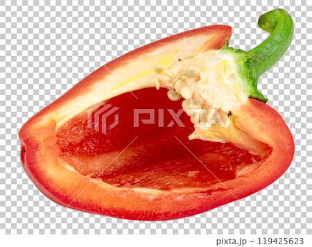 red chopped sweet bell pepper isolated 119425623