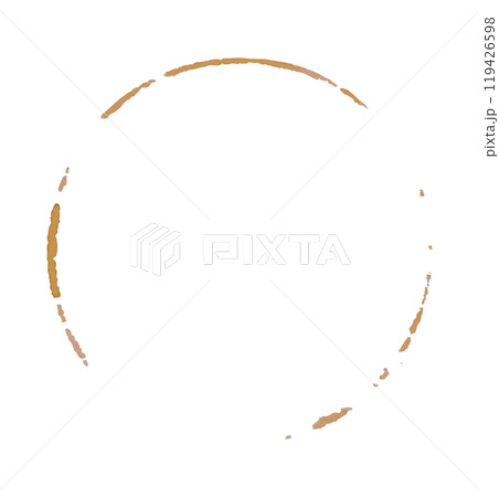 Coffee cup stain, brown trace of mug, design element isolated on white Coffee cup stain, brown trace of mug, design element isolated on white 119426598