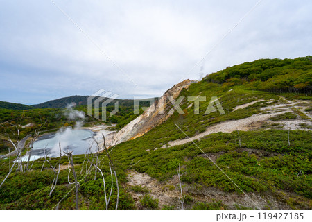 北海道　登別温泉　大湯沼の風景 119427185