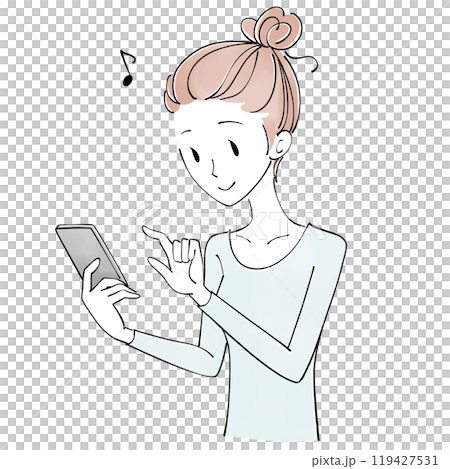 スマホを楽しそうに操作する女性 119427531