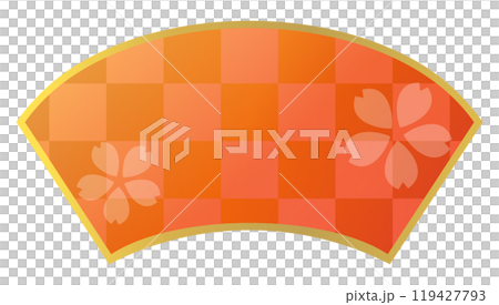 Japanese-style frame of cherry blossoms and fans_New Year_Celebration_Traditional Japanese pattern_New Year's material Japanese-style frame of cherry blossoms and fans_New Year_Celebration_Traditional Japanese pattern_New Year's material 119427793