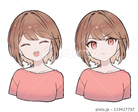 笑顔と怒っている女性のバストアップイラスト 119427797
