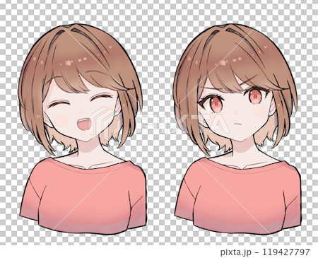 笑顔と怒っている女性のバストアップイラスト 119427797