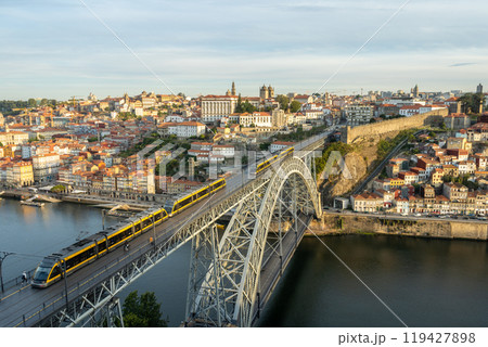 Porto City, Douro River and Dom Luis Bridge I with Trams in Morning Porto City, Douro River and Dom Luis Bridge I with Trams in Morning 119427898