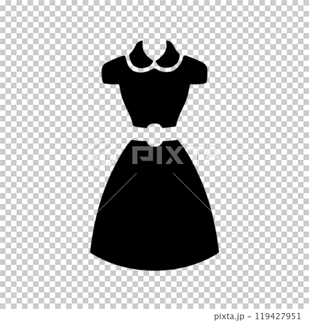 おしゃれなワンピースドレスのシンプルなシルエットイラスト