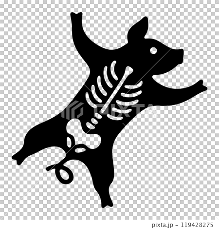 透明背景上的豬骨剪影圖切口 透明背景上的豬骨剪影圖切口 119428275
