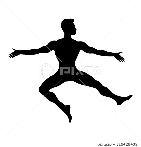 跳躍している男性のシルエットイラスト 透過背景の切り抜き 跳躍している男性のシルエットイラスト 透過背景の切り抜き 119428489