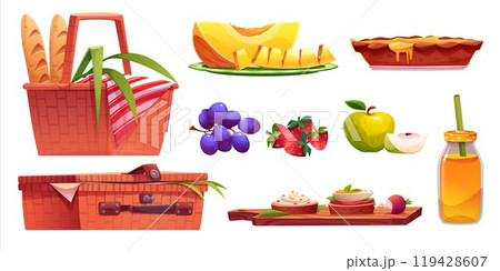 Picnic basket for park party vector illustration 119428607