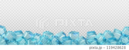 3d ice cube bottom border isolated background 119428628