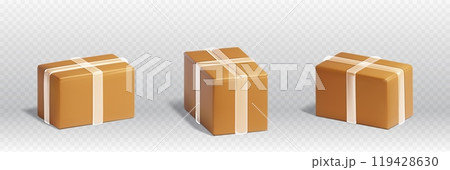 3d delivery cardboard box package, carton parcel 119428630