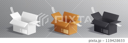 3d open cardboard parcel box package vector icon 3d open cardboard parcel box package vector icon 119428633