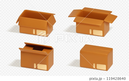 3d empty cardboard parcel for delivery vector icon 3d empty cardboard parcel for delivery vector icon 119428640