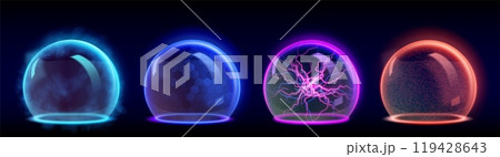 3d bubble shield with energy and thunder effect 119428643