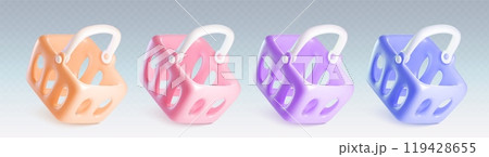 3d empty grocery shop cart basket vector render 119428655
