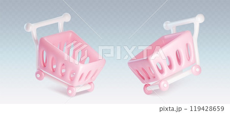 3D shopping carts for supermarket purchases. 3D shopping carts for supermarket purchases. 119428659