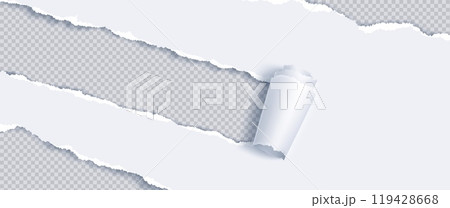 Torn paper white edge txture with curl border 119428668