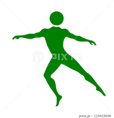 コミカルなポーズで宙に浮いている人のピクトグラム風イラスト　透過背景の切り抜き 119428696