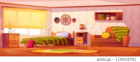 Cozy girlish empty bedroom interior 119428762