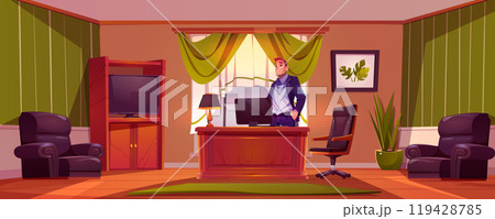 School principal office room with desk cartoon School principal office room with desk cartoon 119428785
