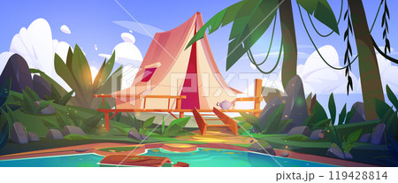 Camp in tropical forest 119428814