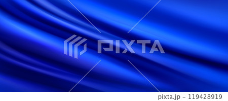 Blue silk fabric background with liquid ripples 119428919