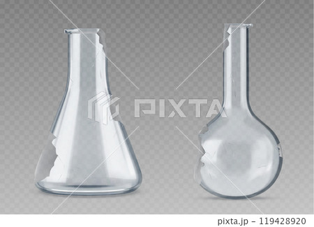 Broken test laboratory glass tube flask equipment 119428920