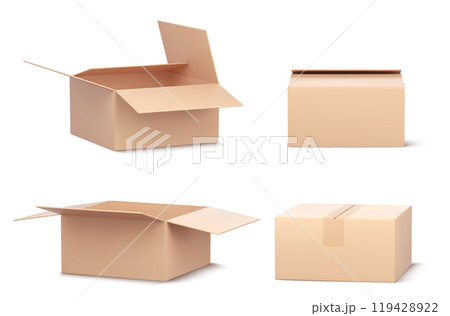 3d open empty delivery cardboard box vector icon 3d open empty delivery cardboard box vector icon 119428922
