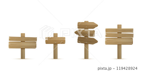 3D wooden signboards set 3D wooden signboards set 119428924
